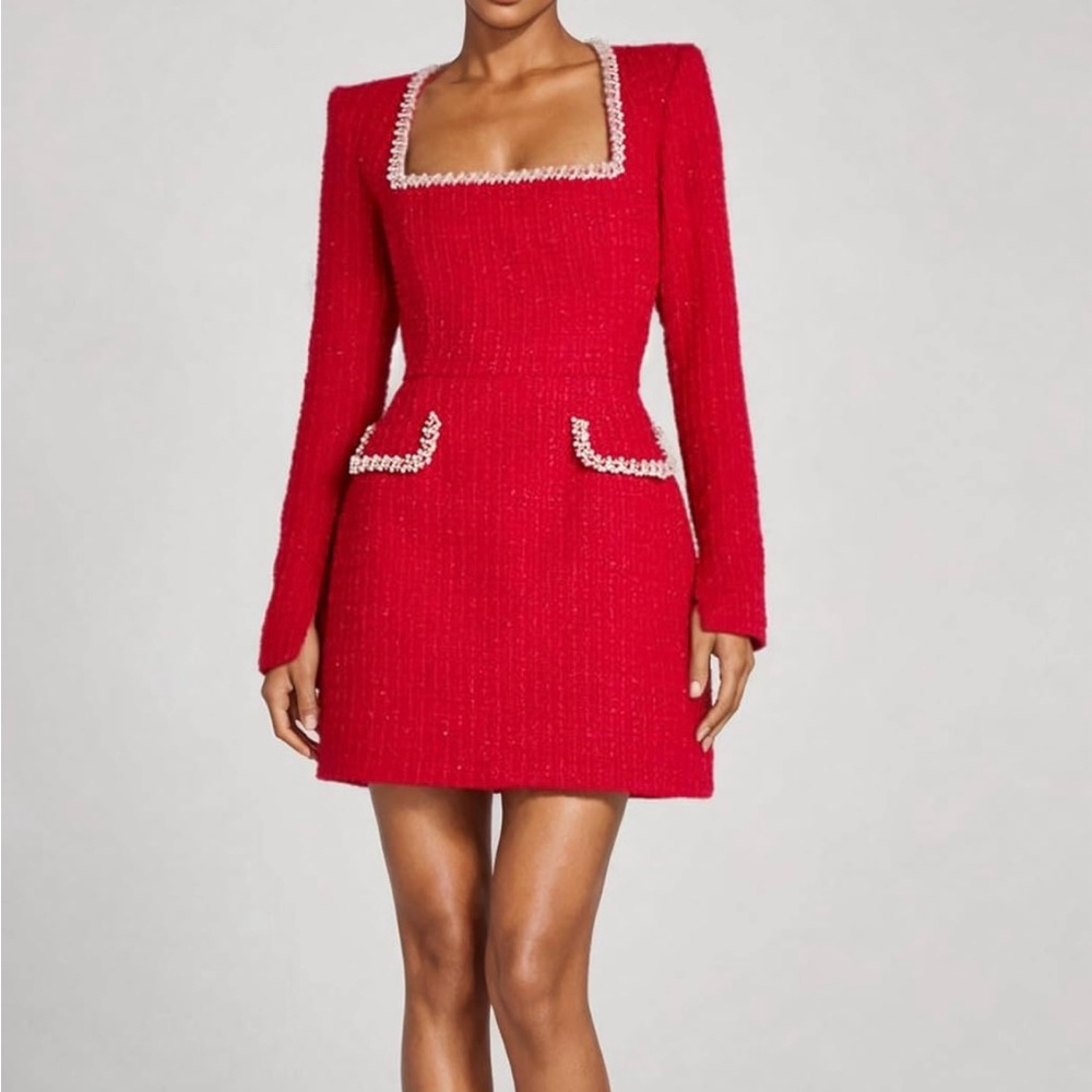 Elegant Red Long-Sleeve Dress